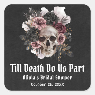 Halloween Till Death Do us Part Brautparty Quadratischer Aufkleber