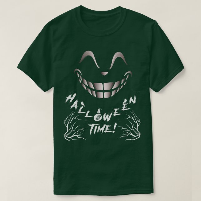 Halloween Time Evil Funny Smiling Spooky Pumpkin F T-Shirt (Design vorne)