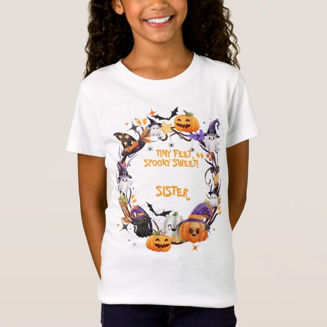 Halloween Tiny Feet, sprichwörtlich süße Babydusch T-Shirt (Vorderseite)