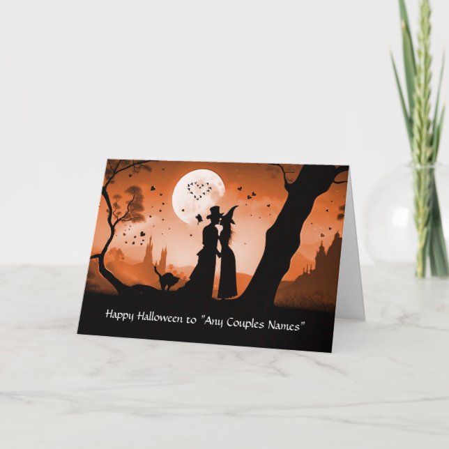 Halloween to Couple Personalisiert Names Niedlich Karte (Vorderseite)