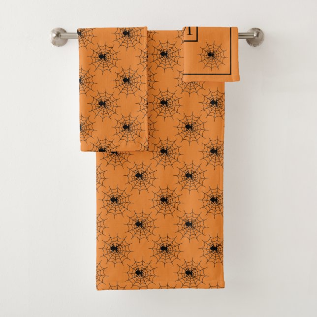 Halloween toile d'araignée noir, orange monogramme (En situation)