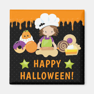 Halloween-Torten und Backen braunes Mädchen Magnet