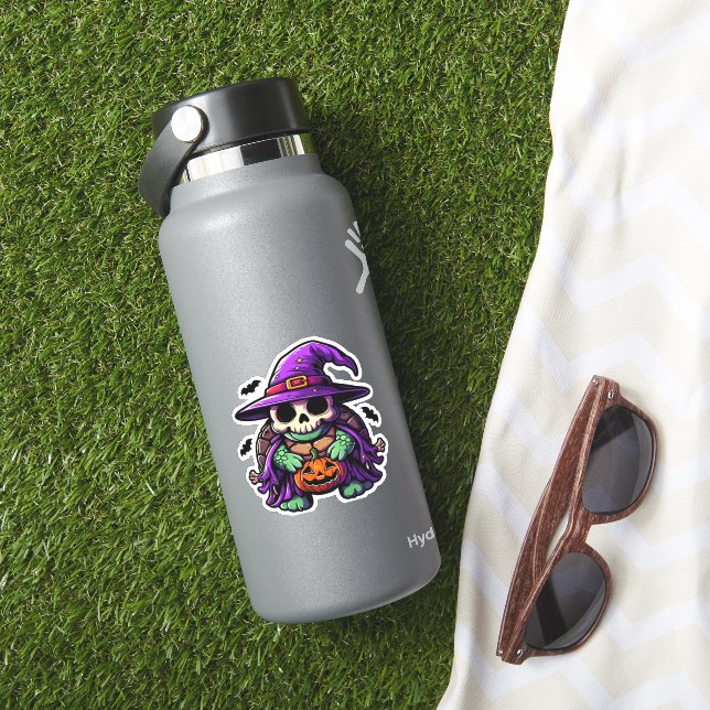 Halloween Tortoise Turtle Hexenhut Kostüm Spooky Aufkleber (HydroFlask Insitu)