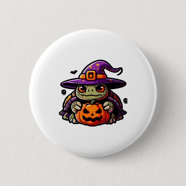Halloween Tortoise Turtle Hexenhut Kostüm Spooky Button (Vorderseite)