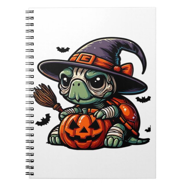 Halloween Tortoise Turtle Hexenhut Kostüm Spooky Notizblock (Vorderseite)