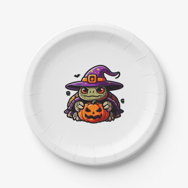 Halloween Tortoise Turtle Hexenhut Kostüm Spooky Pappteller (Vorderseite)