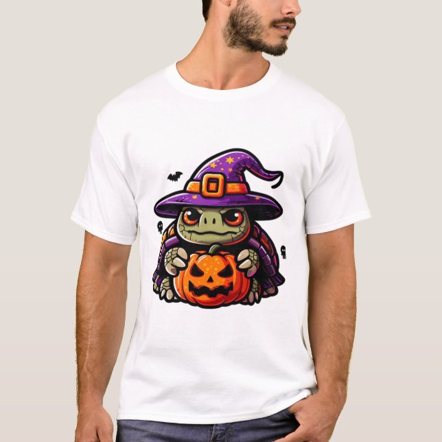 Halloween Tortoise Turtle Hexenhut Kostüm Spooky T-Shirt (Vorderseite)