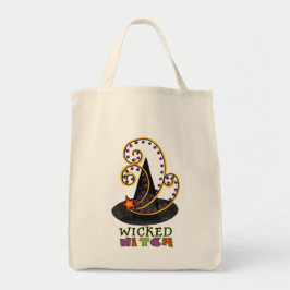 Halloween Tote Bag mit Hexenhut Tragetasche