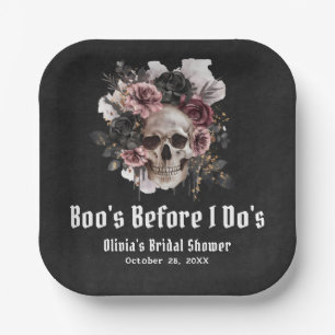 Halloween-Totenkopf Brautparty "Boo's Before I Do' Pappteller