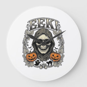 Halloween-Totenkopf-Grafik Vintage-Stich-Shirt Ar Große Wanduhr