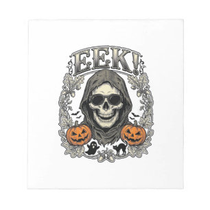 Halloween-Totenkopf-Grafik Vintage-Stich-Shirt Ar Notizblock