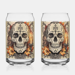 Halloween, Totenkopf-Muster, Kerzenlicht Calavera Dosenglas