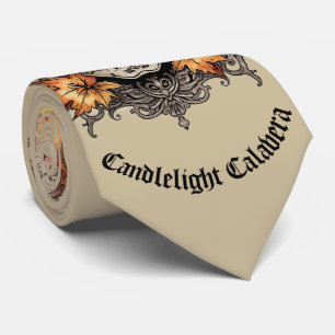 Halloween, Totenkopf-Muster, Kerzenlicht Calavera, Krawatte