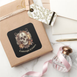 Halloween, Totenkopf-Muster, Kerzenlicht Calavera, Quadratischer Aufkleber