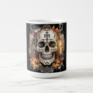 Halloween, Totenkopf-Muster, Kerzenlicht Calavera, Verwandlungstasse