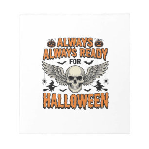 Halloween-Totenkopf-Shirt Vintage-Gravur Grusel-Sp Notizblock