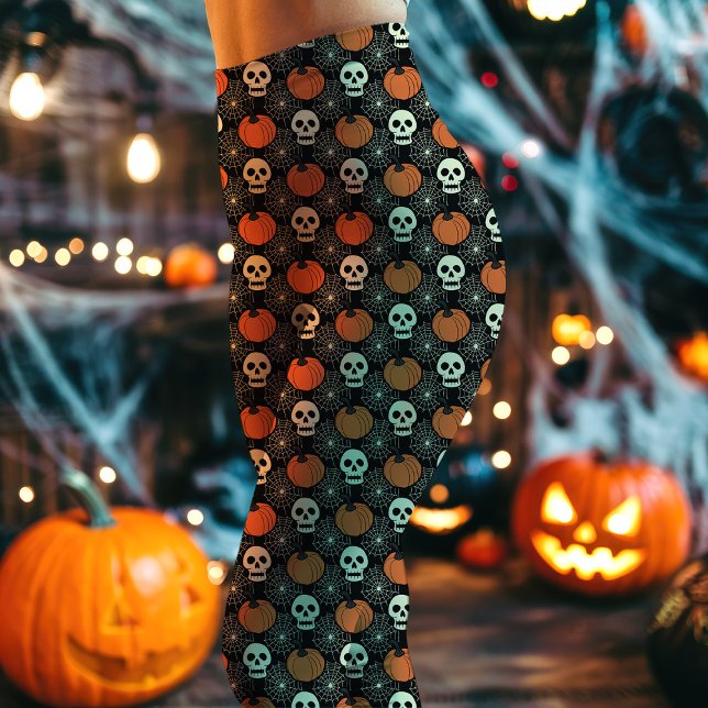 Halloween-Totenkopf- und Kürbismuster Leggings (Von Creator hochgeladen)