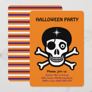 Halloween-Totenschädel auf orangefarbener Einladun Einladung