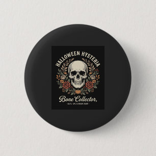 Halloween-Totenschädel-Blumenknochen-Sammler-Desig Button