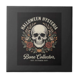 Halloween-Totenschädel-Blumenknochen-Sammler-Desig Fliese