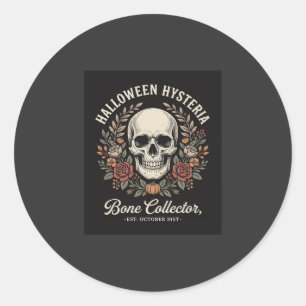 Halloween-Totenschädel-Blumenknochen-Sammler-Desig Runder Aufkleber