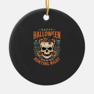 Halloween-Totenschädel-Kürbis-Jagd-Nacht-Design_1 Keramik Ornament