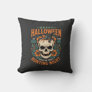 Halloween-Totenschädel-Kürbis-Jagd-Nacht-Design_1 Kissen