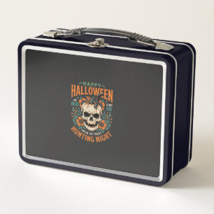 Halloween-Totenschädel-Kürbis-Jagd-Nacht-Design_1 Metall Brotdose