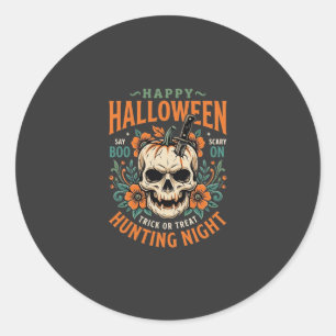 Halloween-Totenschädel-Kürbis-Jagd-Nacht-Design_1 Runder Aufkleber
