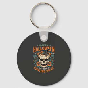 Halloween-Totenschädel-Kürbis-Jagd-Nacht-Design_1 Schlüsselanhänger