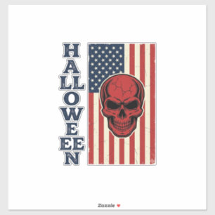 Halloween-Totenschädel-patriotische-vintage-grusel Aufkleber