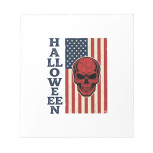 Halloween-Totenschädel-patriotische-vintage-grusel Notizblock