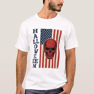 Halloween-Totenschädel-Patriotisches-vintage-gruse T-Shirt
