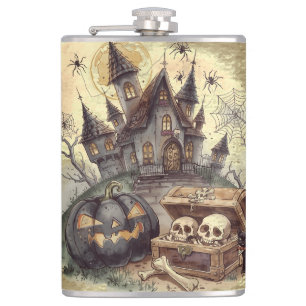 Halloween ,Totenschädel Wächter ,Gruselig Spuk, vi Flachmann