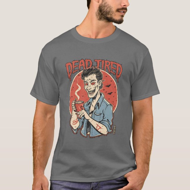 Halloween Toter T - Shirt Totes müdes Shirt (Vorderseite)