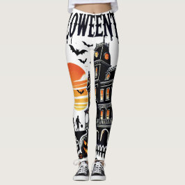Halloween Tower Spooky Scene Leggings