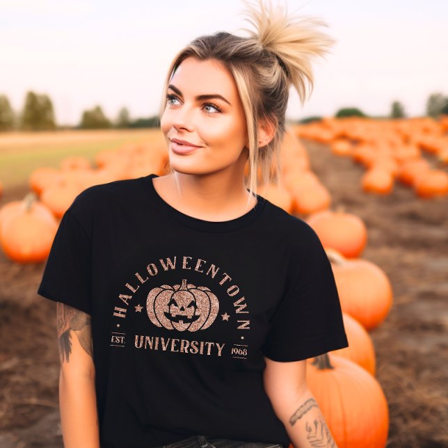 Halloween Tower University Uni Gold Glitzer T-Shirt (Von Creator hochgeladen)