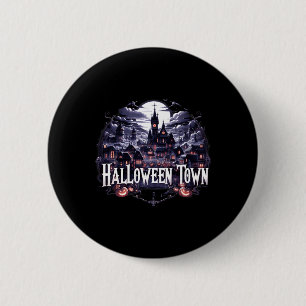 Halloween Town Skeleton Ghost Pumpkin Halloween Button