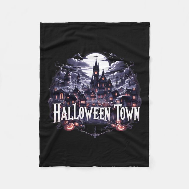 Halloween Town Skeleton Ghost Pumpkin Halloween Fleecedecke (Vorderseite)