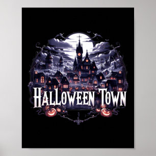 Halloween Town Skeleton Ghost Pumpkin Halloween Poster