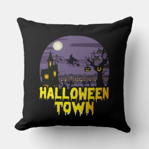 Halloween Town Vollmond Szene mit Spuk Haus Kissen