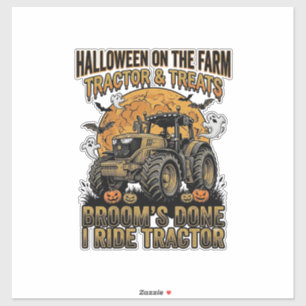 Halloween-Traktor-Shirt Lustiges Farm-Hexen-Fahren Aufkleber