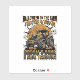Halloween-Traktor-Shirt Lustiges Farm-Hexen-Fahren Aufkleber