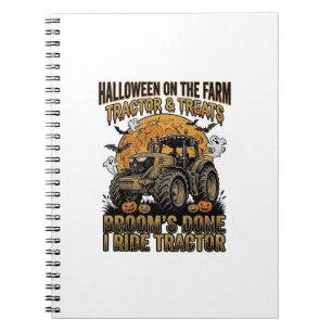 Halloween-Traktor-Shirt Lustiges Farm-Hexen-Fahren Notizblock