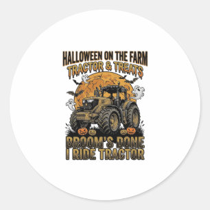 Halloween-Traktor-Shirt Lustiges Farm-Hexen-Fahren Runder Aufkleber
