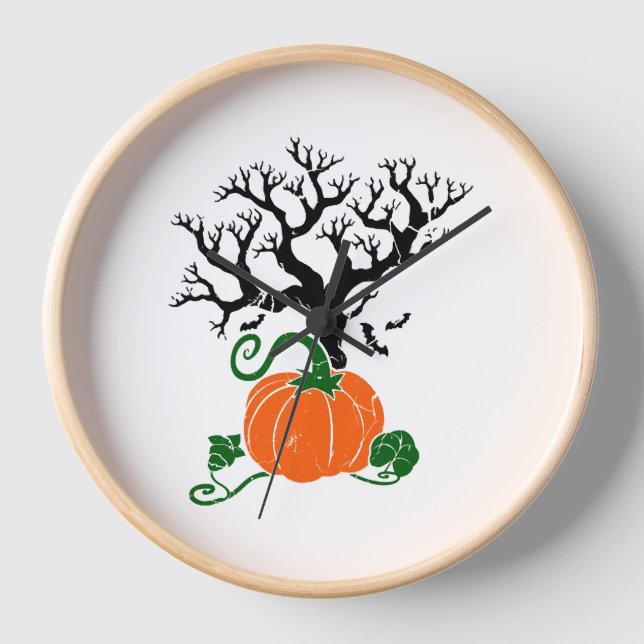 Halloween tree Fall Shirts Halloween Sweatshirt Uhr (Vorderseite)
