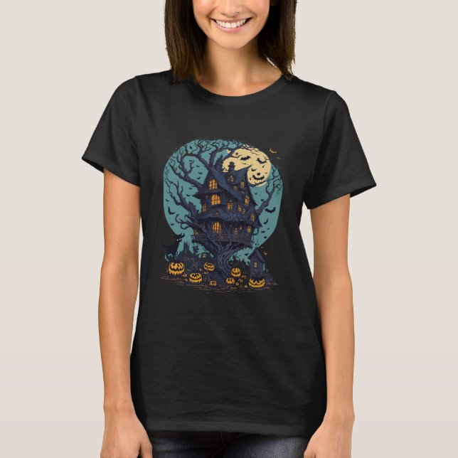 Halloween Tree House Black Cat T - Shirt for Women (Vorderseite)