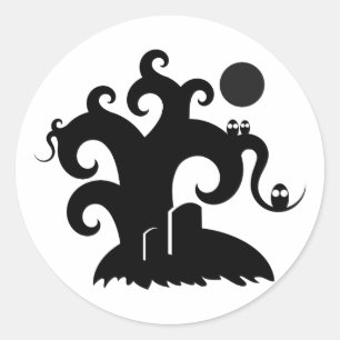 Halloween Tree Runder Aufkleber