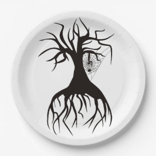 Halloween Tree & Spider Paper Plate Pappteller