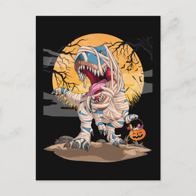 Halloween Trex Pumpkin Boys Girls Dino Postkarte (Vorderseite)